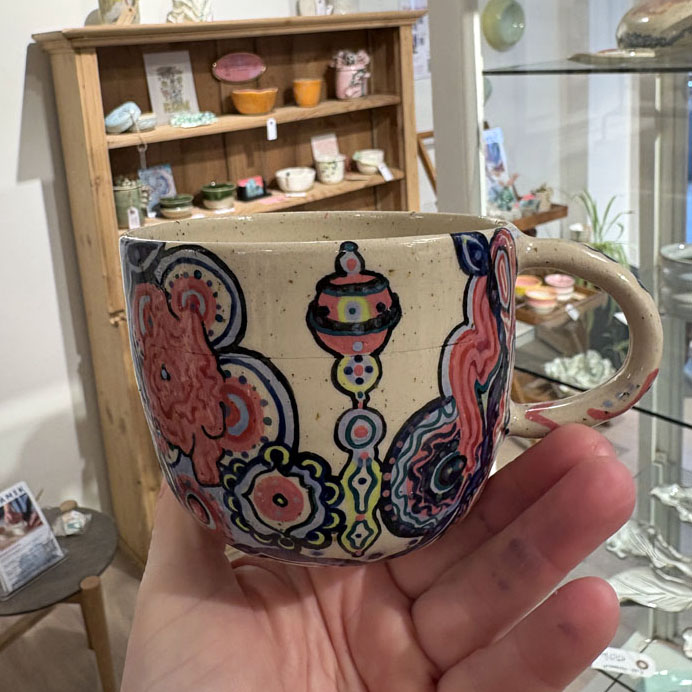 Farverigt håndlavet krus af LIN – unikt keramik krus | PiaV Keramik - Billede 2