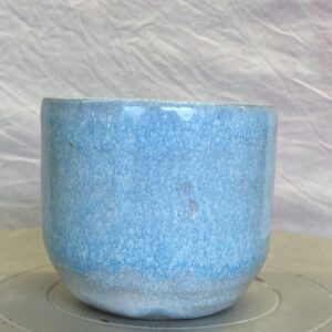 Håndlavet stentøjskop (eller skål) med vinterblå glasur